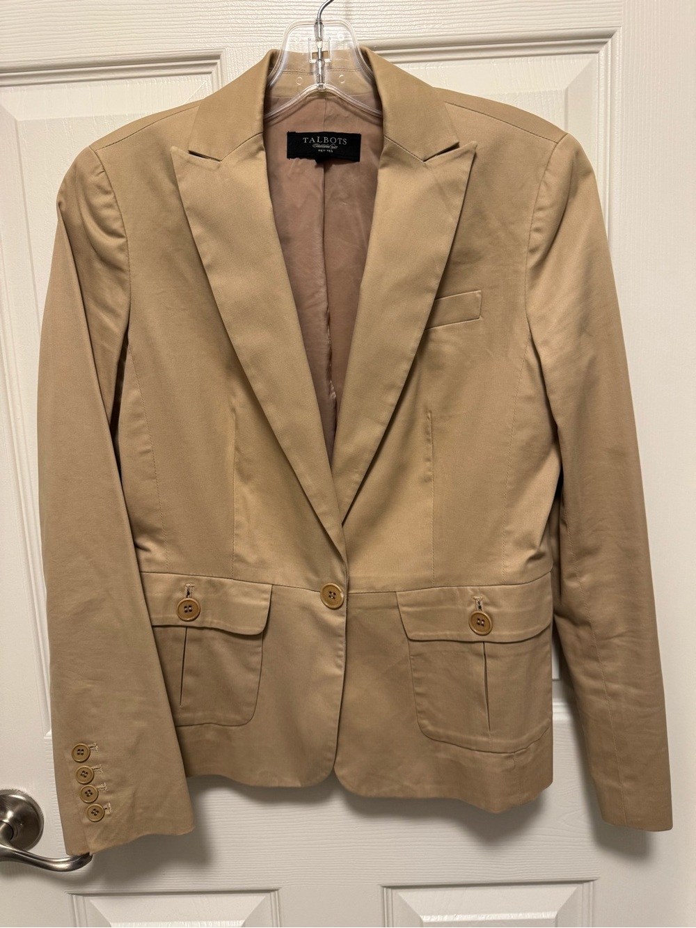 Talbots Beige-Tan Single-Button Cotton Blend Blazer
